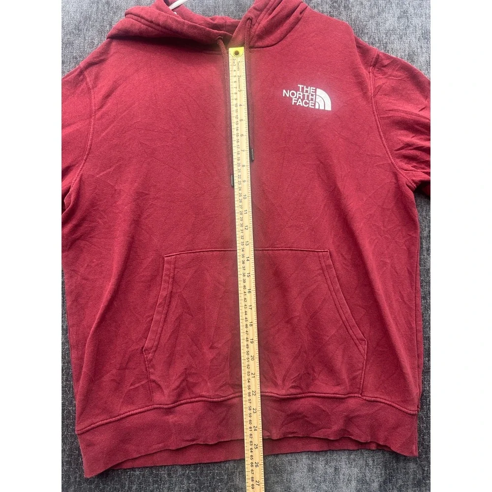 The North Face Hoodie Mens Large Red Fleece Lined Comfy Long Sleeves Pullover